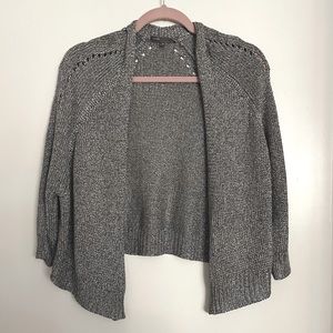 Vince Metallic Silver Open Front Sweater